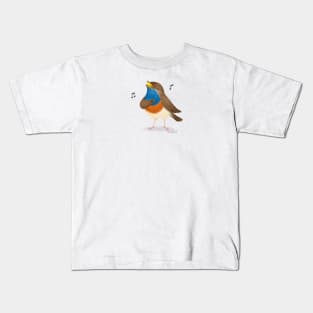 Blue Throated Nightingale Bird singing Kids T-Shirt